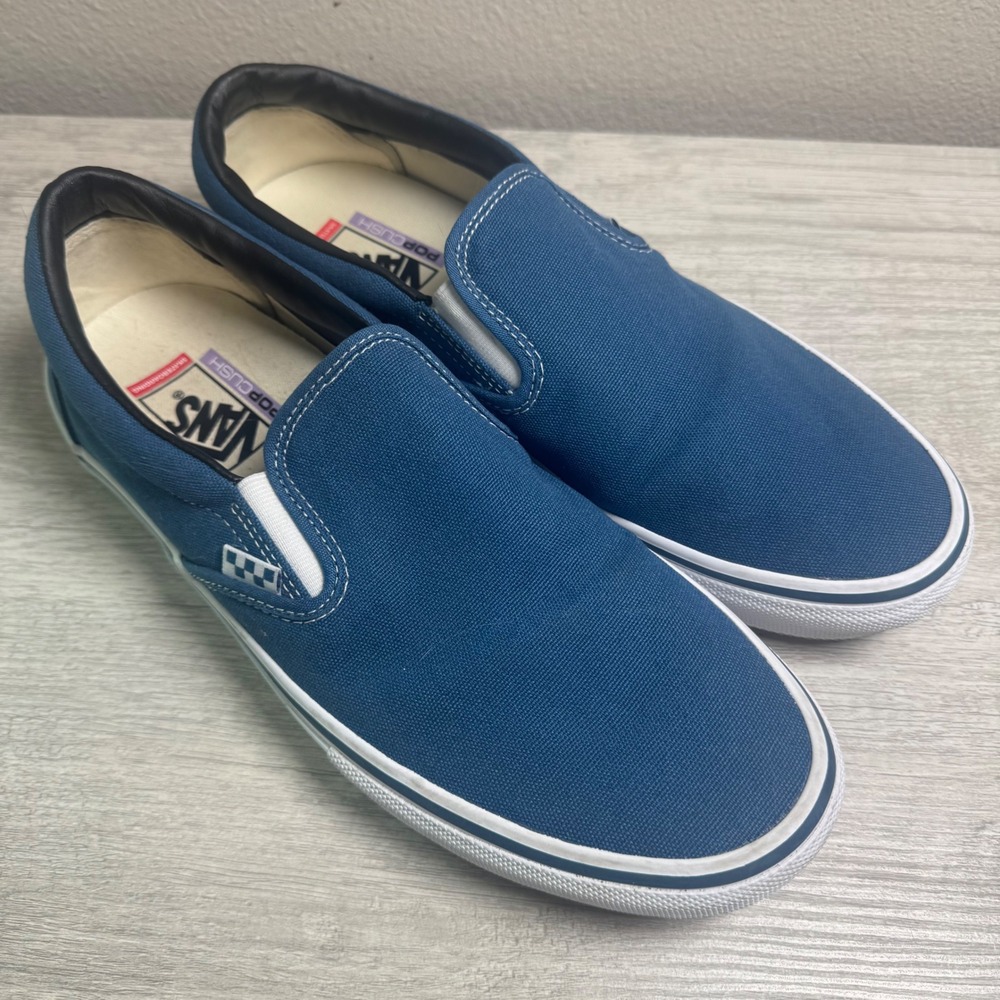 Vans Skate Slip-On Shoes Size 12 Regular Navy Blue PopCush Canvas
